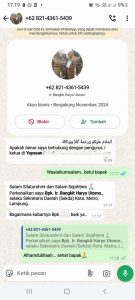 Nama Sekda Metro Dicatut Akun WA Palsu