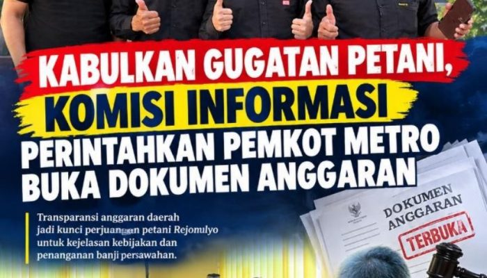 ‎Petani Gugat Keterbukaan Anggaran, Komisi Informasi Perintahkan Pemkot Metro Buka Dokumen